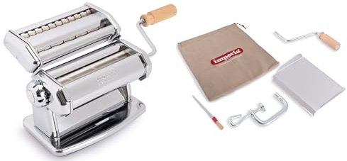 Imperia IPasta Ruvida Ligne Classique. Machine à pâtes Rugueuse. Fabriquè en Italie. Machine à pâtes fraîches en Acier INOX. Laminoir créant Une Feuille Rugueuse pour lasagnette, pâte, Fettuccine.