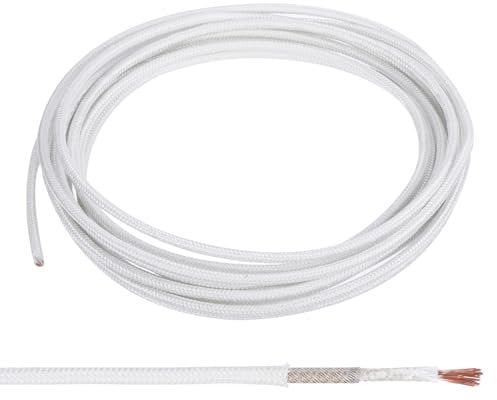 PATIKIL 14.8Ft 14 AWG High Temperature Wire, -60-350 Degrees Celsius Mica Glass Fiber Electronic Wire Insulated Heat Resistant Electronical Flexible Cable for Lamp Boiler Heater, White