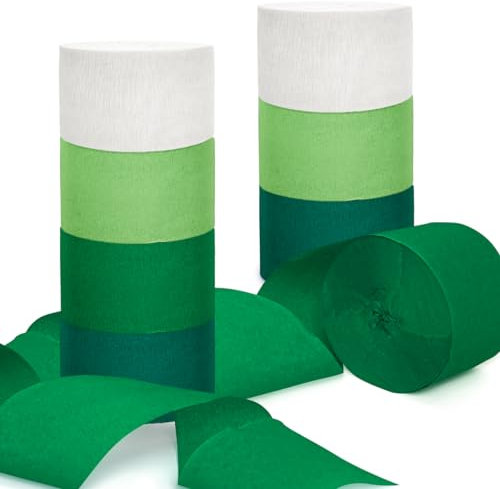GAKA FAVOR Krepppapier Grün Kreppbänder(8 Rolle)4.5cm x 25m Kreppbänder Luftschlangen für Hochzeit Geburtstags Party Feier Dekoration