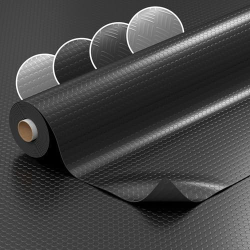 PVC Bodenbelag Meterware Noppen 1mm Antirutschmatte Bodenmatte Noppenmatte Riffelblechmatte Tränenblech rutschfest Schwarz Noppen 400x140cm