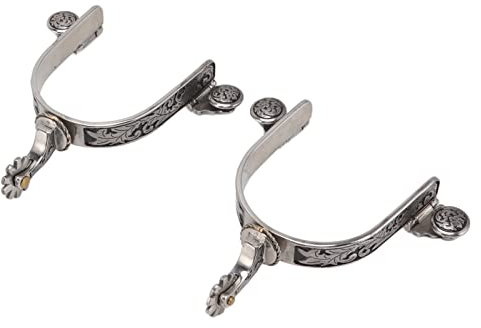 Topyond 1 Paar Sporen, Edelstahl, Vintage-Blattmuster, Western-Cowboystiefel-Sporen, Outdoor-Gartensporen Zubehör Für Reiter, Pferdefreunde,Reitsporttraining, Reitsportwettbewerb