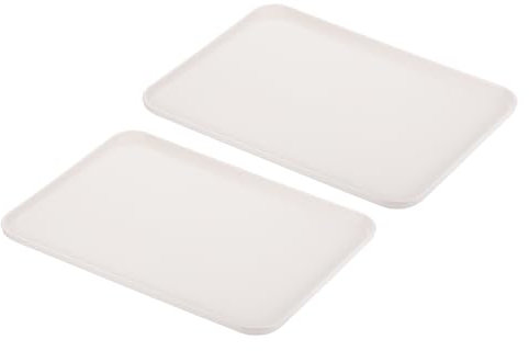 PATIKIL 15x11 Fast Food Tray, 2 Pack PP Plastic Reusable Multi-Purpose Non-Slip Rectangle Serving Tray for Cafeteria Restaurant Home Kitchen, White