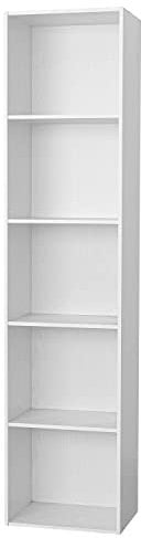 Gardenia Libreria Scaffale 5 Ripiani, Legno, Bianco