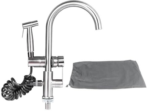 Grifo de Fregadero de Acero Inoxidable, Grifo Monomando con Rociador Lateral, Grifo para Fregadero de Cocina, RV, Lavandería