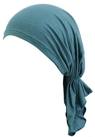 Damen Mütze Bambus Chemo Kopftuch für Frauen Baumwolle Indien Muslim Stretch Turban Hut mit Haarausfall - Kopfbedeckung Turban in Versiegelter Verpackung (Green, One Size)