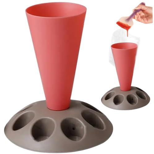 Obelunrp Piping Bag Stand, 8.5inch Pastry Bag Holder with 8 Slots Nozzles Holder, Piping Bag Holder, Plastic Pastry Bag Stand for Cake Decorating Kit(Red)