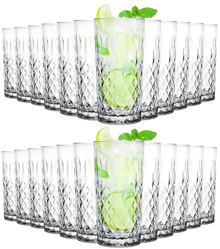 KIAPPO Kristallgläser Set 330 ml - 24 Stück Trinkgläser - Ideal für Longdrinks, Cocktails, Wasser und Saft - Hochwertige Kristallgläser für Zuhause, Restaurants, Partys