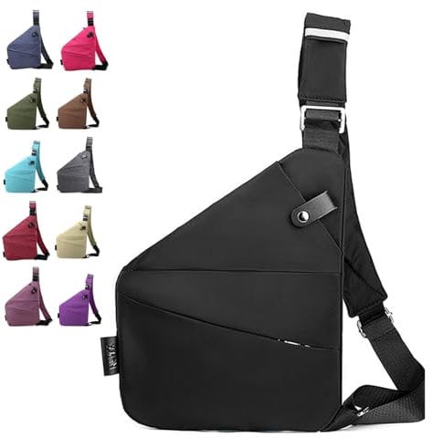 QUANMAITONG Diebstahlsichere Reisetasche Brusttasche Damen,Anti Theft Travel Bag Diebstahlsichere Tasche Herren,Diebstahlsichere Umhängetasche Bodybag Damen,Anti Diebstahl Tasche Damen (Schwarz)