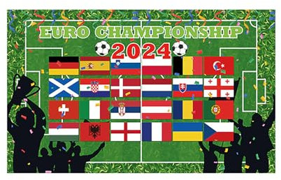 Fußball 2024 Hintergrund Banner, E-uro Championship Fußballfeld Foto Hintergrund, Fußball Geburtstag Sport Party Supplies, für 2024 EM Fussball Party Garten Haus Bar Dekoration, 180 * 110cm