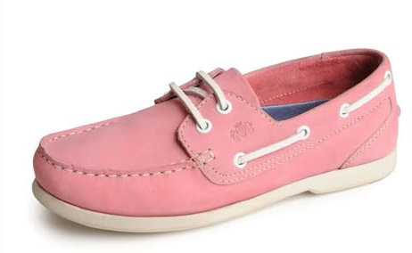 Chaussures bateau en cuir nubuck lisse et léger pour femme 37-42, rose, 40 EU