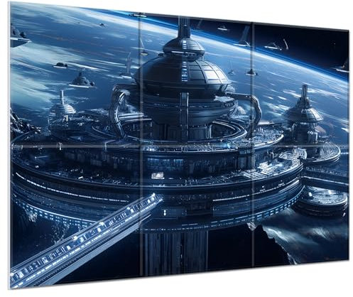 Kunst-Akustik-Paneele, 6 Pack selbstklebende große Wandmalereien für Wanddekoration, schallabsorbierende Paneele für Aufnahmestudio, Wohnzimmer und Schlafzimmer, 180x120cm(AstropolisNexus)