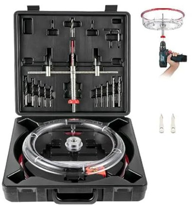 Langjiee Kit De Coupe De Scie Cloche Réglable 40-200mm/40-300mm avec Foret De Coupe De Trou De Bouclier Outils De Bricolage pour Placage D'ardoise(Color:40-300mm)