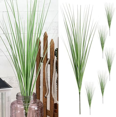 Cepewa Graszweige 6er Set | 100cm Kunststoff grün | Kunstpflanze Deko-Gras Ziergras (1 x 6er Set Graszweige 100cm)