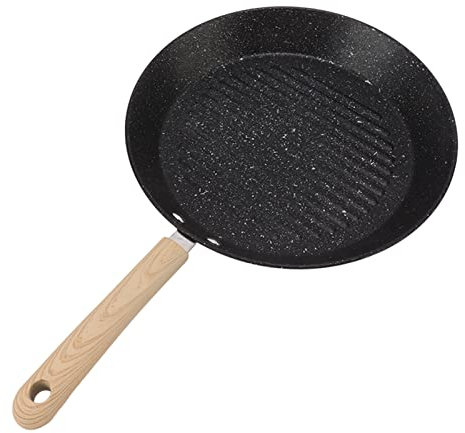 MYVVKIA Runde Bratpfanne, Universal-Omelette-Pfanne, Eierbratpfanne, Grillpfanne mit flachem Boden und Wärmegriff für Fleisch, Steak, Fisch, Frühstück, Induktionsgeeignet