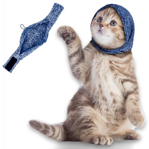 EASY JOY Snood réglable pour chien, protections d'oreilles réglables, cache-oreilles pour chiens, soulage l'anxiété des animaux de compagnie, bleu, S