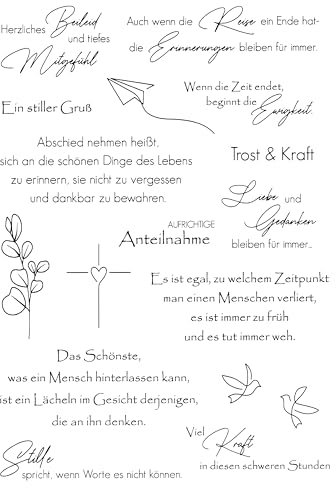 VBS Silikonstempel Kondolenz, 16 Motive Klare Stempel für DIY Bullet Journal Scrapbooking Stempelset Kartengestaltung und Kartenherstellung