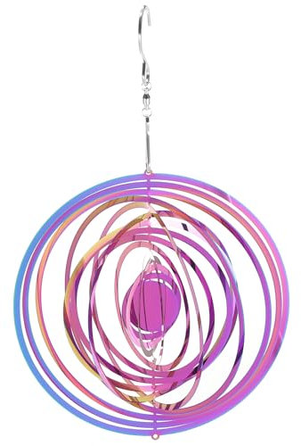 sourcing map Windspiel, Klangspiel, rund, 15 x 24 cm, Edelstahl-Reflektoren, Windspiel für Outdoor-Geräte, Metalldekorationen, hält Vögel fern, Hof, Garten, mehrfarbig