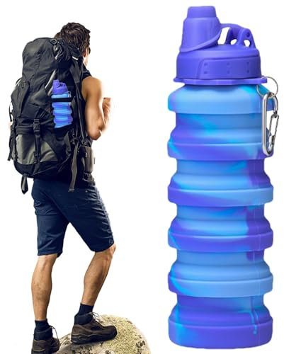 Bouteille d'eau pliante – Tasse à eau pliable en silicone de 700 ml, tasse à eau flexible réutilisable | Bouteille d'eau de sport pliable avec mousqueton, bouteille de voyage pour le sport, la salle d