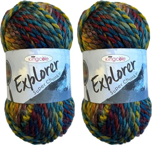 King Cole Explorer Super Chunky 80% Acrylic 20% Wool Knitting Yarn (Coleman 4306) (Pack of 2)