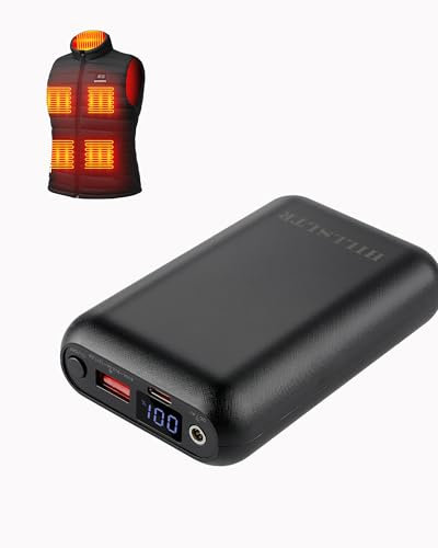 20.000mAh Powerbank für beheizbare Weste, 7,4V / 5V Wiederaufladbares tragbares Ladegerät für Heizweste mit DC- und USB-Ausgängen