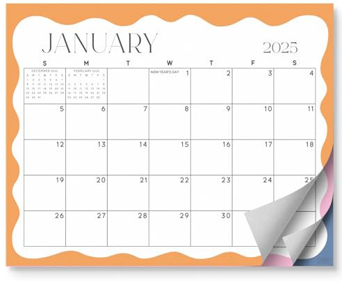 S&O Modern Wavy Magnetic Fridge Calendar from January 2025-June 2026 - Tear-Off Refrigerator Calendar to Track Events & Appointments - 18 Month Magnetic Planner for Fridge for Easy Planning-8x10 in.