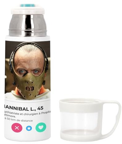Hannibal Thermoskanne aus Edelstahl mit integrierter Tasse – 350 ml – Thermosflasche