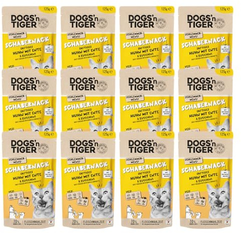 Dogs'n Tiger Schabernack Nassfutter Katze, Huhn, Ente & Zucchini, 12x 125g | Katzenfutter nass, Alleinfutter, hoher Fleischanteil, getreidefrei, ohne Zuckerzusatz, ohne Konservierungsstoffe