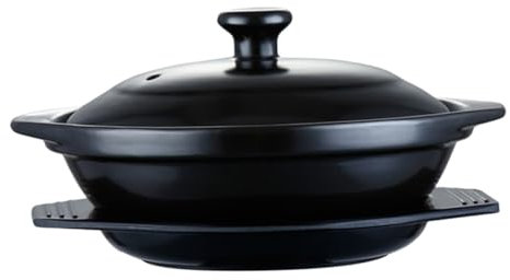 WEKADRIN Ceramic Casserole Pot Tray 610ml High Temperature Resistant Earthenware Cooking Pot for Yellow Braised Chicken and Clay Rice Dishes