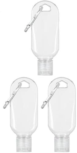 3Pcs Pocket Portable Clear Hot Sauce Keychain Bottles,2oz/50ml Bottles,Mini Ketchup Containers for On-The-Go - Refillable Travel Size Hot Sauce,Sauces,Gravies and Marinades,Keychain Container