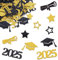 2025 Graduation Deko Konfetti Schwarz Gold, 100 Stk Abschluss Deko Bachelor Deko Tischdeko, Prüfung Bestanden Deko Confetti,Abschluss Hut Streudeko für Congratulations Grad Bestandene Prüfung Geschenk