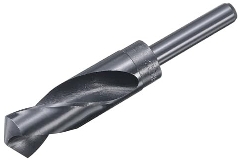sourcing map 25mm Drill Bit 1/2 Reduced Shank 4341 High-Speed Twist HSS Nitriding Black 135° for Light-duty Soft Metal Aluminum Alloy Wood Plastic