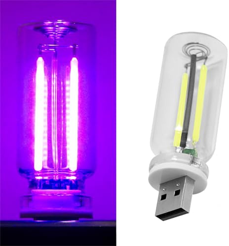 HYVCZP Nachtlicht, Touch-Steuerung, stufenloses Dimmen, USB-betriebene Glas-Nachttischlampe, 5 V, 0,5 W, energiesparend, Stimmungsbeleuchtung mit mehrfarbigen, dekorativen Stimmungslampen (lila)
