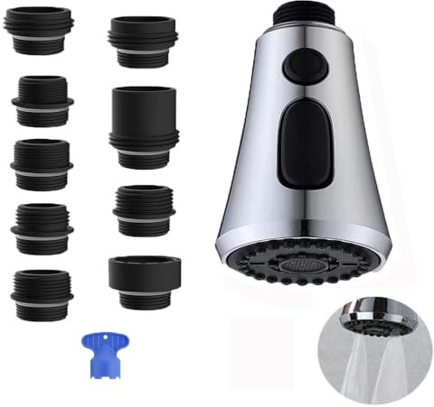 Grifo de Cocina No-Salpicadura,Recambio Cabezal Grifo Cocina,Recambio Cocina Grifo Fregadero Extraíble,Cabezalde Cocina Con 3 Modos de Conmutación,Para Grifo Cocina,Repuestos de Grifo