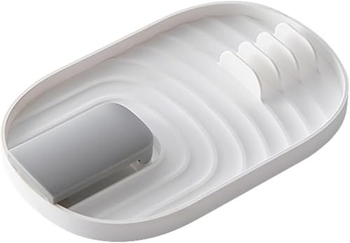 Multifunctional Foldable Pot Lid and Spoon Holder, Heat-Resistant Kitchen Utensil Holder, Spoon Tray Shelf & Cutlery Tray for Stove Top Kitchen and Avoid Dripping Stains Off white