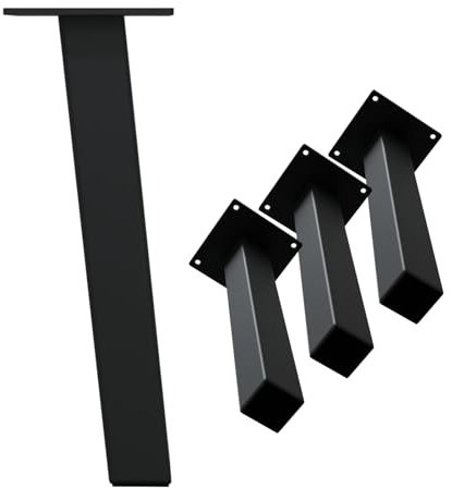 HAGO 24 - Lot de 4 pieds de table - Inclinés à 96° - 30 cm - 4 x 4 cm - Banc de table basse - Pied de meuble en acier - Noir - Pieds à vis - Plaque de montage - 500 kg