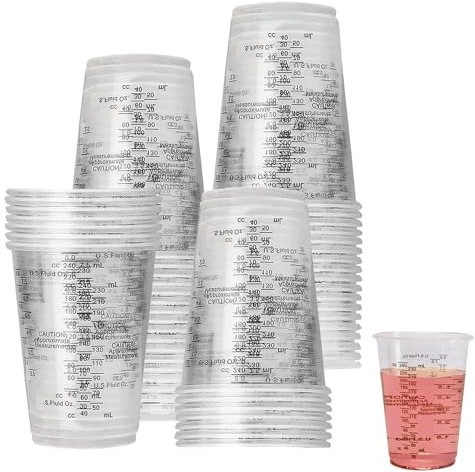 50 Stück Epoxidharz Mischbecher, 240 ml Lackmischbecher, Becher Pigment mit Skala, Lackmischbecher, Messbecher Harz, für Mischen von Harz, Farbe, Pigment, Kochen(Wiederverwendbar)