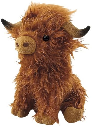 Hochlandrind Kuscheltier, Hochlandkuh Plüsch, Schottisches Hochlandrind, Brauner Plüsch, 28 Cm Weiches Spielzeug Für Kinder Und Erwachsene, Geschenkidee Für Geburtstag, Weihnachten, Valentinstag
