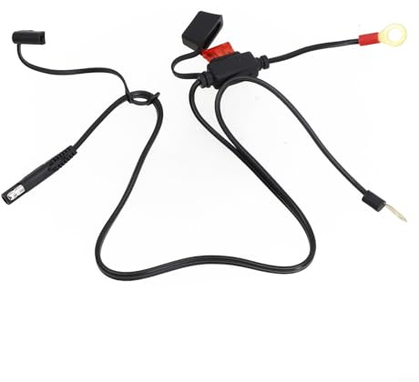 Honseadek Câble de chargeur de batterie de moto 12 V Sae pour bouchon de fusible Ring Terminal Résistant aux intempéries avec faisceau 10 A compatible et voiture moto