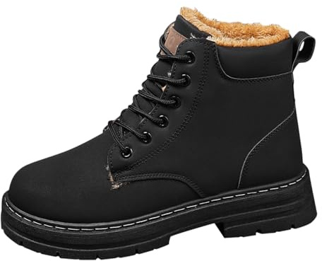Scarpe Uomo Invernali Impermeabili, Foderata Caldo Stivali da Neve, Classici Suede Pelle Scarponcini, Stivaletti Trekking Antiscivolo, Comode Anfibi Scarpe da Caccia