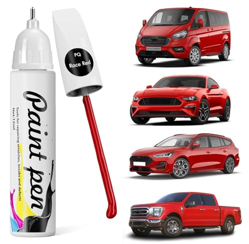 Edantas Stylo de peinture pour voiture compatible avec Ford (PQ Race Red) | Réparation rapide et facile des rayures de voiture pour F-150/Mustang/Transit/Explorer/Taurus/Focus/Ranger/Escape/Edge