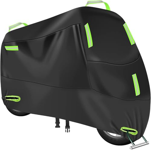 WHLYQF wasserdichte Motorradabdeckung, UV-beständig, Staubdicht, mit Öse für EIN Schloss, Kompatibel mit Indian 101 Scout/Challenger Elite/Limited/Challenger Dark Horse-Batterien,M（200 * 90 * 100cm