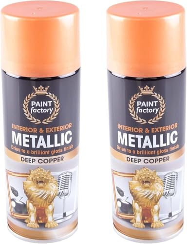 GSV Essentials 2 x All Purpose Copper Metallic Spray Paint, Interior & Exterior Gloss Finish, Deep Copper Effect Aerosol Paint for Metal, Wood, Plastic & DIY Crafts, Quick Drying - 400ml