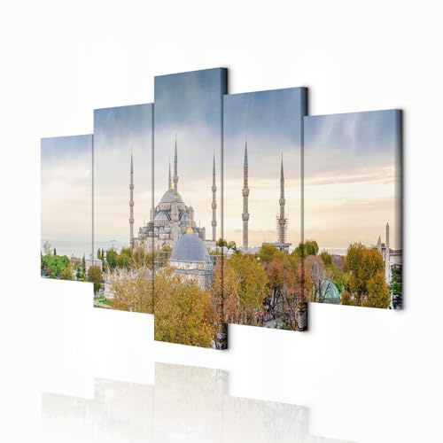 decomonkey Wandbilder Türkei 200x100 cm XXL 5 Teilig Leinwandbilder Stadt | Bild auf Leinwand, Kunstdruck, Wanddeko, Wohnzimmer, Wanddekoration, City, Architektur