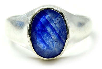 55Carat Herren - Silber Oval Blue Saphir