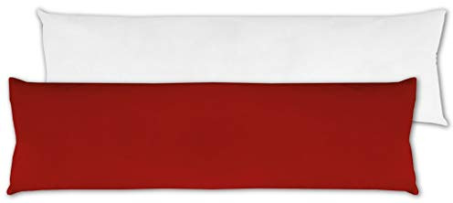 Bestlivings Seitenschläfer Kissenhülle Kissenfüllung Körperkissen, bequem und anschmiegsam in vielen erhältlich (ca. 40x140cm + Kissenfüllung/rot - Karminrot)