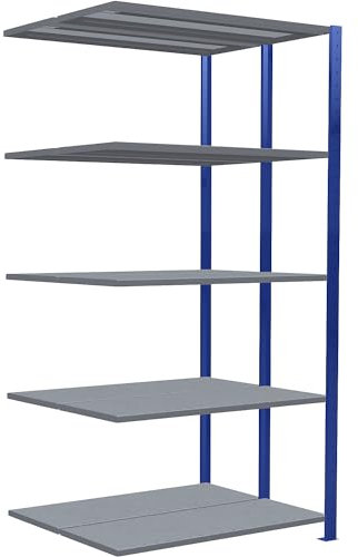 eurokraft | Steckregal | doppelreihig | Fachboden-BxT 1300 x (2 x 400) mm | blau | Höhe 2000 mm | Anbauregal