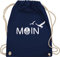 Turnbeutel Rucksack - Sprüche Statement - Moin Moin Hamburg Maritime Nordsee Geschenk - Unisize - Navy Blau - beutel seemann mit aufschrift boot stoffrucksack maritimer statements möwe stoffbeutel