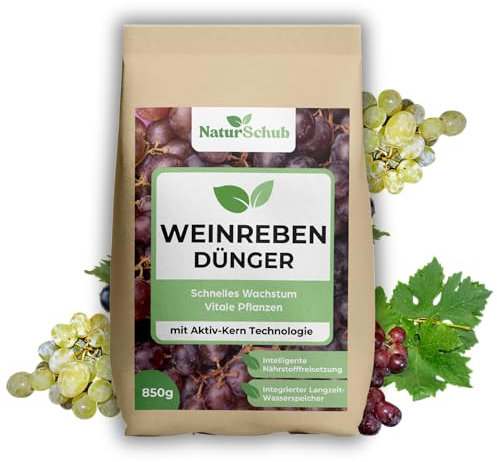 NaturSchub Bio-Weinreben-Dünger, 850g, Organischer Granulat-Dünger mit Nutricore+ Technologie, für Schnelles Wachstum und Vitale Pflanzen