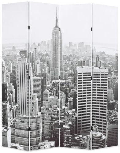 vidaXL Raumteiler klappbar 160x170cm New York bei Tag Schwarz Weiß Paravent