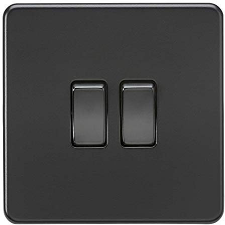 Knightsbridge SF3000MBB Screwless 2G 2-Way Switch Rockers, 230 V, Matt Black